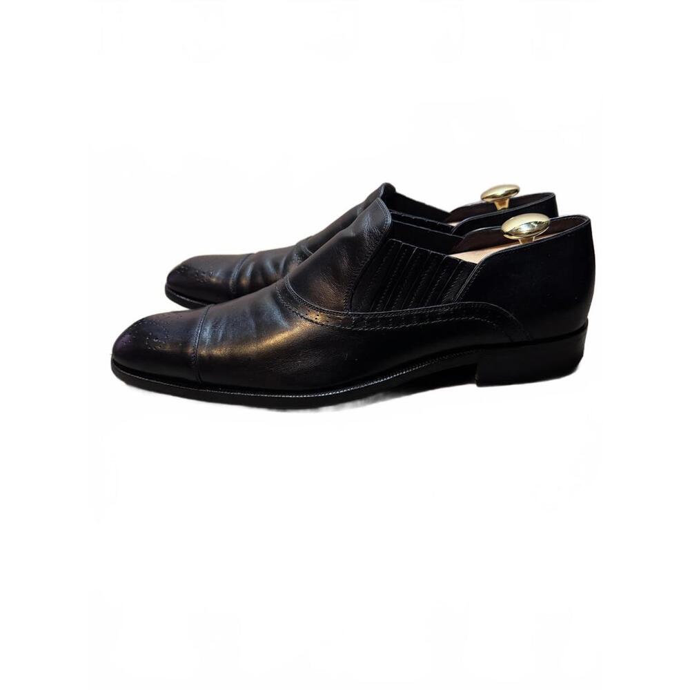 Salvatore Ferragamo Black Leather Slip-On Dress Shoes Size 11.5